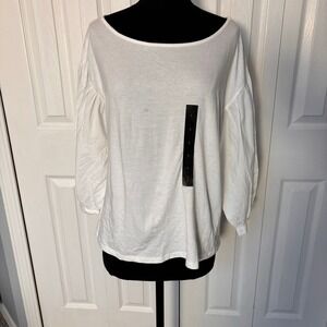 Banana Republic Women's‎ White Balloon Sleeve Boat Neck Top Loose Fit Blouse NWT